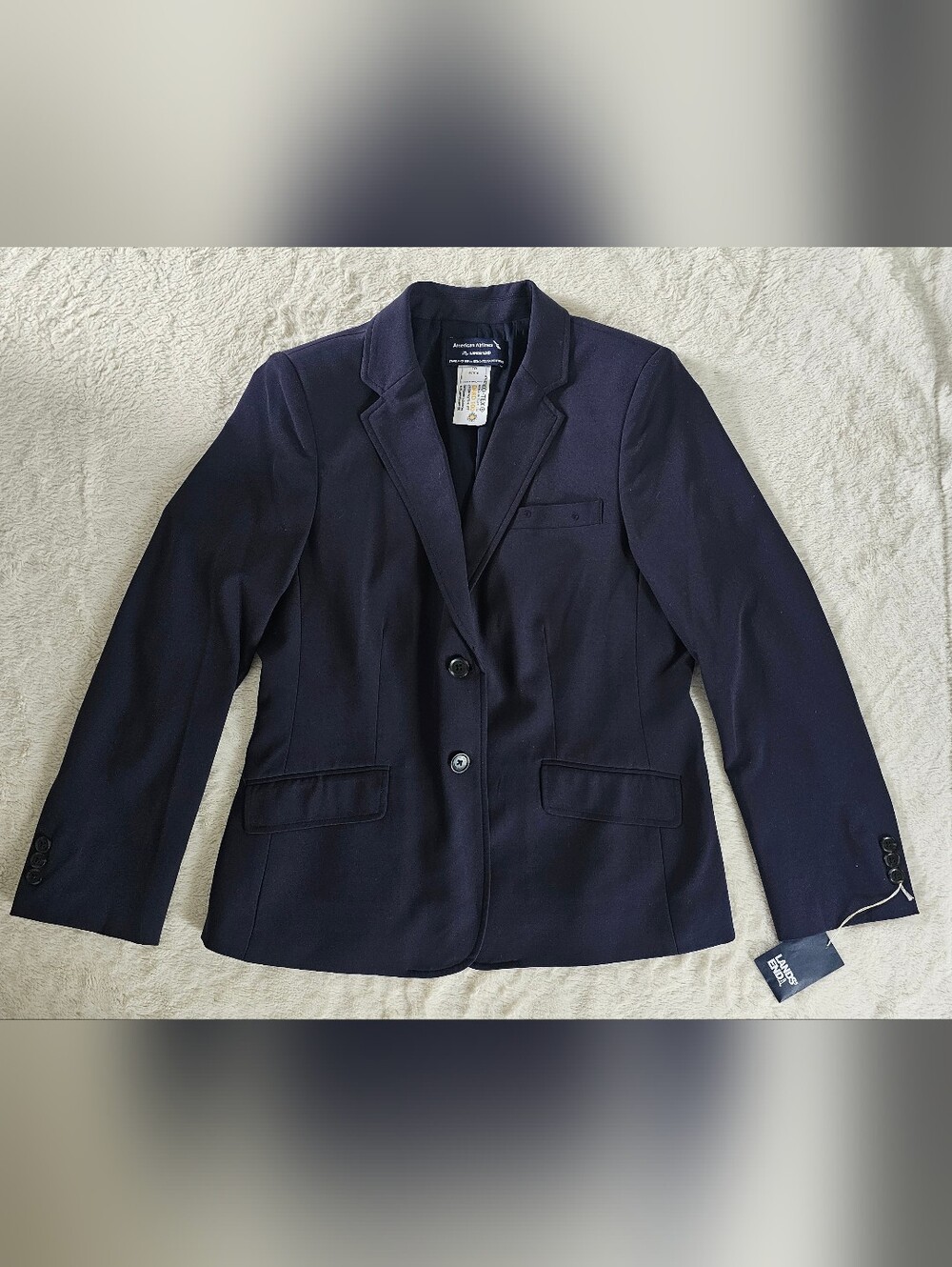 American Airlines by Lands End Two-Button Blazer Sz 10P Navy NWT